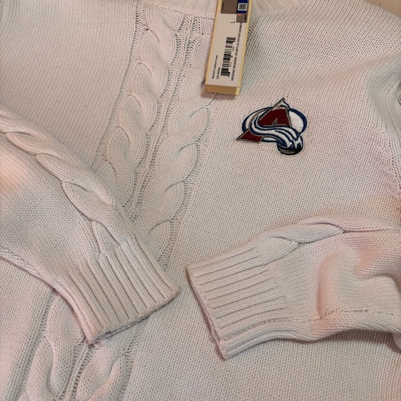 NWT Colorado Avalanche Cable Knit Pullover Crewneck Sweater Size Large - Picture 11 of 11